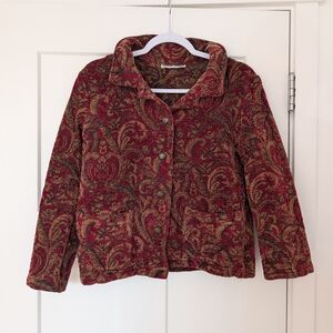 Elegant Vintage Paisley Women's Carpet Jacket Size Small